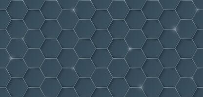 Abstract 3D steel hexagonal plates arranged seamless pattern graphic illustration. vector