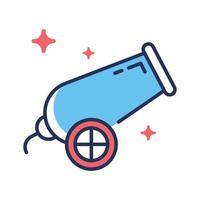 Easy to edit line style icon depicting cannon shot vector