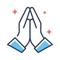 A well crafted line icon showing prayer hands vector