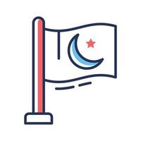 Creatively designed line icon of islamic flag with star and moon vector
