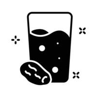 A well designed premium glyph icon of iftar drink and date vector