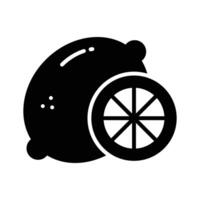 Easy to edit glyph style icon showing cutted lemon slice vector