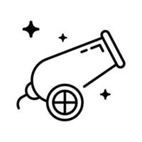 Easy to edit line style icon depicting cannon shot. vector