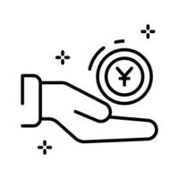Check out our premium line style icon of alms giving hand. vector