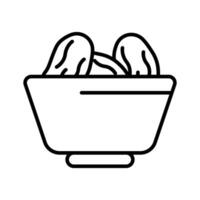 An amazingly designed outline style icon of dates bowl. vector