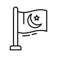 Creatively designed line icon of islamic flag with star and moon. vector