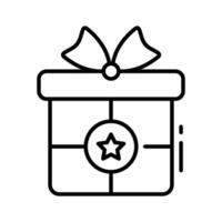 Visually appealing outline icon depicting wrapped ramadan gift. vector