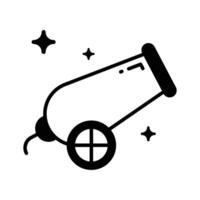 Easy to edit glyph style icon depicting cannon shot. vector