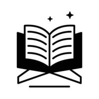 A captivating glyph style icon of holy quran recitation. vector