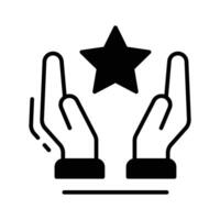 Modern icon of muslim faith hands designed in glyph style. vector