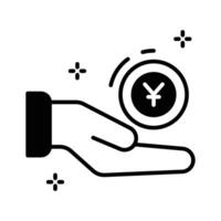 Check out our premium glyph style icon of alms giving hand. vector