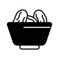 An amazingly designed glyph style icon of dates bowl. vector