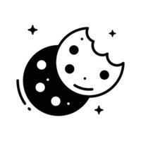 Bite cookies icon creatively designed in glyph style. vector