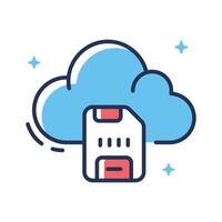 Get a sight of this latest line icon depicting cloud memory card vector