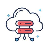 Trendy outline style icon showing cloud server connection vector
