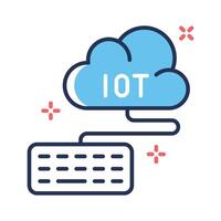 Easy to edit outline style icon denoting cloud data with attached keyboard vector
