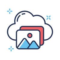 Linear style icon showing cloud content storage vector