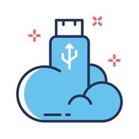 Have a look at this amazing line icon showing usb storage cloud vector