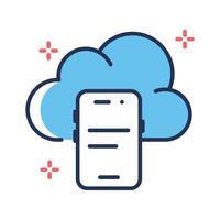Easy to edit line style icon depicting mobile cloud storage vector