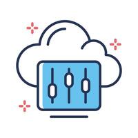 An icon of cloud setting slider in line style vector