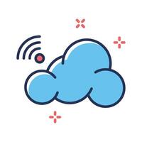 Smart cloud with wifi signals, linear style icon vector