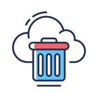 A well crafted line icon showing cloud trash concept vector