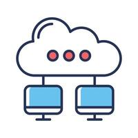 An icon creatively designed in line style showing cloud hosting vector