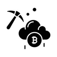 Catch a sight of this modern glyph icon of bitcoin cloud mining vector