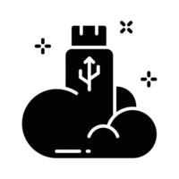 Have a look at this amazing glyph icon showing usb storage cloud vector