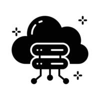 Trendy glyph style icon showing cloud server connection vector