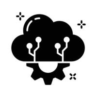 Cloud configuration glyph style icon, ready for premium download vector