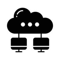 An icon creatively designed in glyph style showing cloud hosting vector
