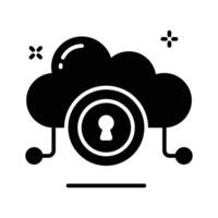 Cloud encryption icon amazingly designed in glyph style vector