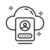 Ready to use line icon showing cloud id login. vector
