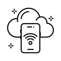 A captivating outline style icon of internet storage cloud. vector
