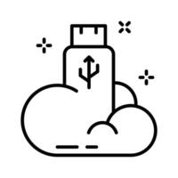 Have a look at this amazing line icon showing usb storage cloud. vector