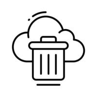 A well crafted line icon showing cloud trash concept. vector