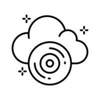 Easy to edit linear style icon showing cloud cd storage. vector