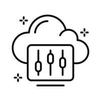 An icon of cloud setting slider in line style. vector