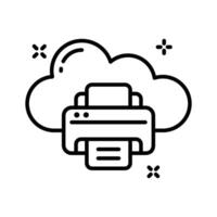 Cloud printer icon amazingly designed in outline style. vector