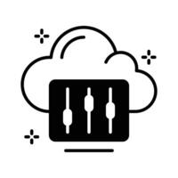 An icon of cloud setting slider in glyph style. vector