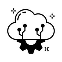 Cloud configuration glyph style icon, ready for premium download. vector