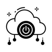 Get a glimpse of this glyph icon of cloud power. vector