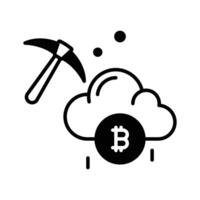 Catch a sight of this modern glyph icon of bitcoin cloud mining. vector