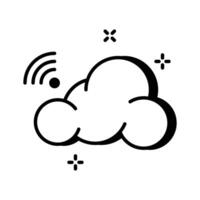 Smart cloud with wifi signals, glyph style icon. vector