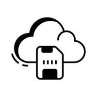 Get a sight of this latest glyph icon depicting cloud memory card. vector