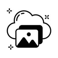 glyph style icon showing cloud content storage. vector