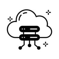 Trendy glyph style icon showing cloud server connection. vector