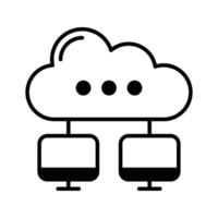 An icon creatively designed in glyph style showing cloud hosting. vector