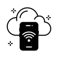 A captivating glyph style icon of internet storage cloud. vector